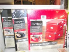 3 new packs of Ordex storage boxes, 2 in each pack