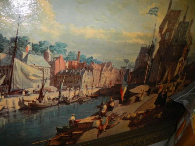 A large gilt framed village on river scene, COLLECT ONLY. - Image 4 of 4