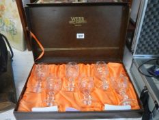 A cased set of six Webb Continental crystal glasses.