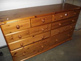 A double 2 over 3 long pine chest of drawers (2 runners a/f) COLLECT ONLY