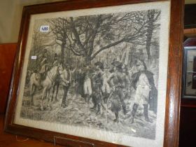 A framed and glazed signed lithograph featuring soldiers, COLLECT ONLY.