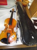 A Chinese Lark violin with bow and case COLLECT ONLY
