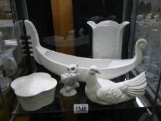 A quantity of white porcelain items including Wedgwood and Kaiser.