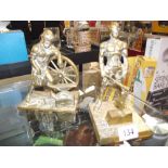 A brass blacksmith figure and a brass executioner/hangman/headsman figure