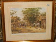 A good exhibition print featuring a farmyard signed by artist John L Chapman, COLLECT ONLY.