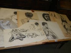A portfolio of charcoal drawings (including nude studies) by John Atkinson, Harrogate School of Art