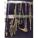 Six assorted vintage necklaces.