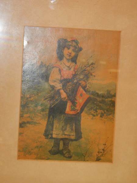 An early 20th century framed print of a young girl, COLLECT ONLY. - Image 2 of 2