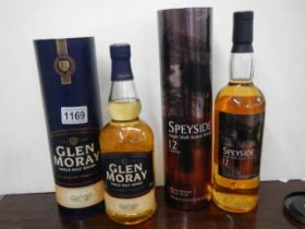 Two bottles of Glen Moray whisky including 12 year old, both in boxes, COLLECT ONLY.