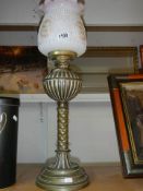 A Victorian oil lamp complete but with later shade, COLLECT ONLY.