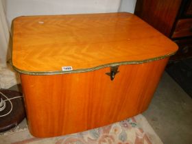 A teak effect linen box, COLLECT ONLY.