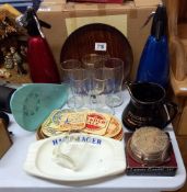 A quantity of breweriana including ashtrays, glasses etc