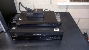 A JVC video cassette machine & a Sony DVD player