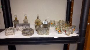 A quantity of jewellery trinket boxes, perfume bottles and vintage glasses