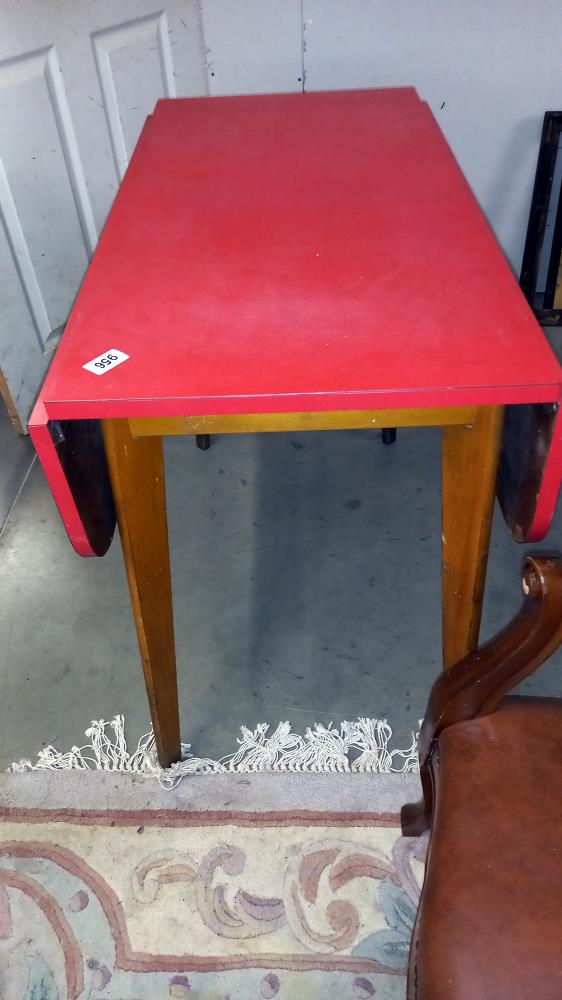 A 1960/70's red Formica top drawer leaf kitchen table COLLECT ONLY - Image 2 of 2