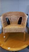 A wicker Lloyd loom style conservatory chair COLLECT ONLY