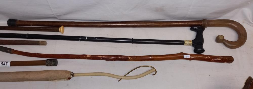 A selection of walking sticks and a parasol - Image 3 of 3