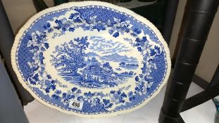 A wood Burslem seaforth blue and white meat platter