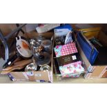 A quantity of kitchenalia, including Pyrex, stainless steel, cutlery etc