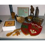 A mixed lot of mainly wooden items including shields