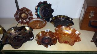 7 pieces of carnival glass