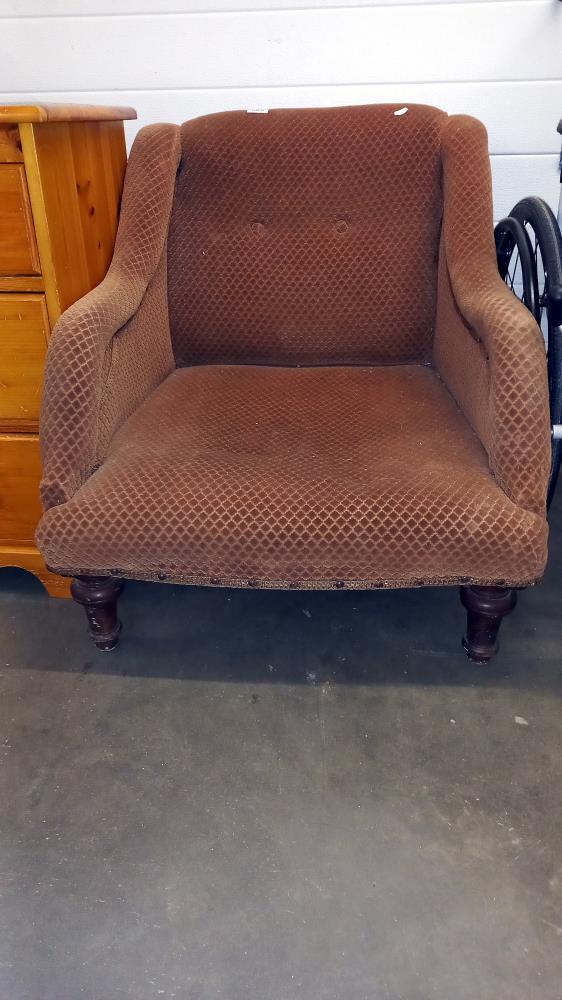A 1930's brown fabric armchair COLLECT ONLY - Image 2 of 2