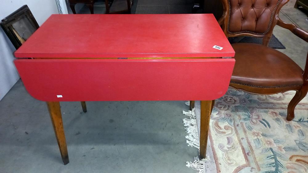 A 1960/70's red Formica top drawer leaf kitchen table COLLECT ONLY