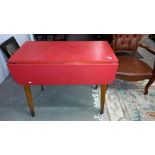 A 1960/70's red Formica top drawer leaf kitchen table COLLECT ONLY