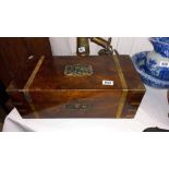 A brass bound mahogany writing box, no interior