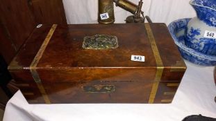 A brass bound mahogany writing box, no interior