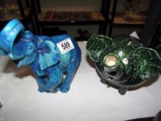 A pottery elephant and an elephant money bank