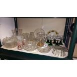 A selection of glass ware including jelly mould, wine glasses etc