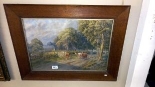 A water colour of cattle in a country lane signed but indistinct 1927 COLLECT ONLY