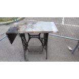 A Victorian treadle Singer sewing machine table COLLECT ONLY