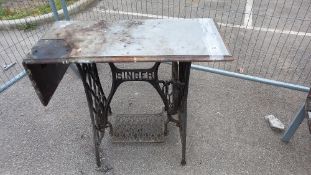 A Victorian treadle Singer sewing machine table COLLECT ONLY