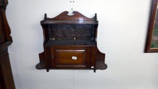 An Edwardian mahogany wall cupboard shelf unit COLLECT ONLY
