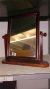 A dark wood stained pine dressing table mirror, 46cm high, COLLECT ONLY