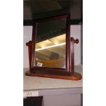 A dark wood stained pine dressing table mirror, 46cm high, COLLECT ONLY