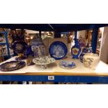 A shelf of vases, plates, ginger jars etc