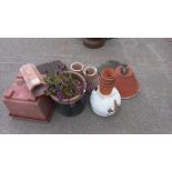 A quantity of terracotta garden pots & pipes etc. COLLECT ONLY