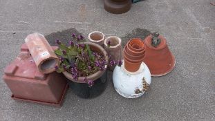 A quantity of terracotta garden pots & pipes etc. COLLECT ONLY