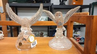 A Royal Crystal Rock eagle incorporating a clock and a French crystal owl