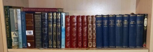 A shelf of classic novels including Dickens