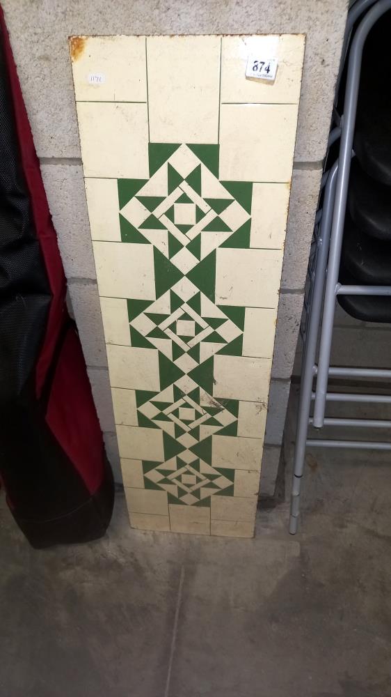 A Victorian wash stand enamel splash back with geometric design COLLECT ONLY