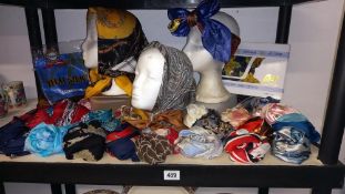 A good lot of vintage headscarves etc, plus 2 silk scarves new in packaging