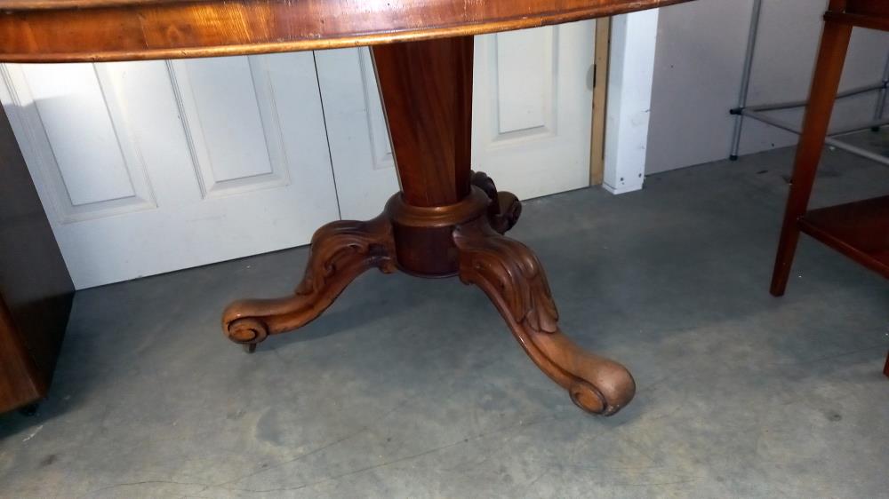 A Victorian mahogany oval table on carved tripod base COLLECT ONLY - Image 2 of 2