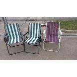 3 folding garden chairs & a sun lounger COLLECT ONLY