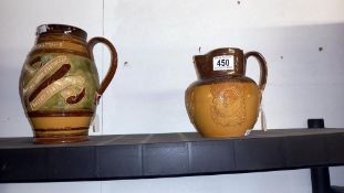 A Doulton Lambeth Gladstone commemorative jug and a Doulton Stoneware George V coronation jug, (chip