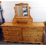 A solid pine 6 drawer mirror back 3 x 3 bedroom chest of drawers COLLECT ONLY