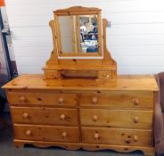 A solid pine 6 drawer mirror back 3 x 3 bedroom chest of drawers COLLECT ONLY